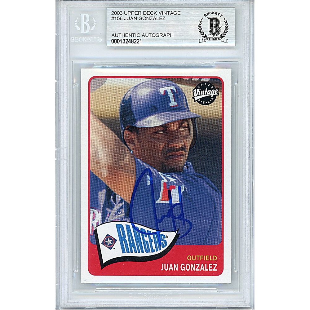 Juan Gonzalez Rangers Signed Upper Deck Vintage Baseball Card Beckett Autograph